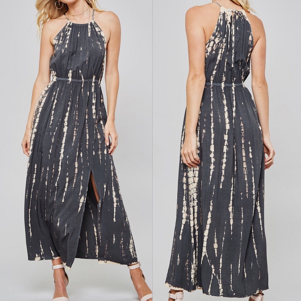 Tie-Dye Boho Casual Maxi Dress with Side Slit - Picture 2 of 4